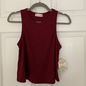 NWT Altar’d State Ribbed Wine Cropped Top